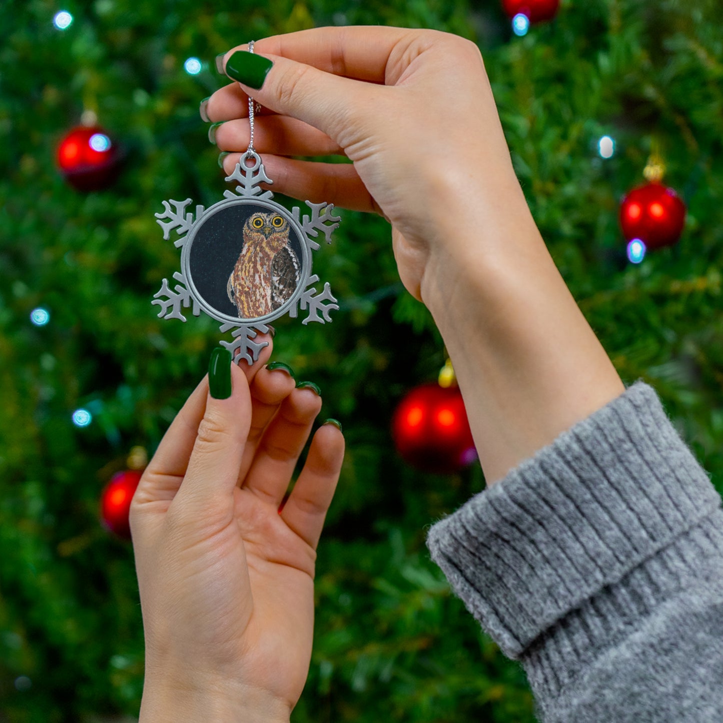 Barking Owl Snowflake Ornament