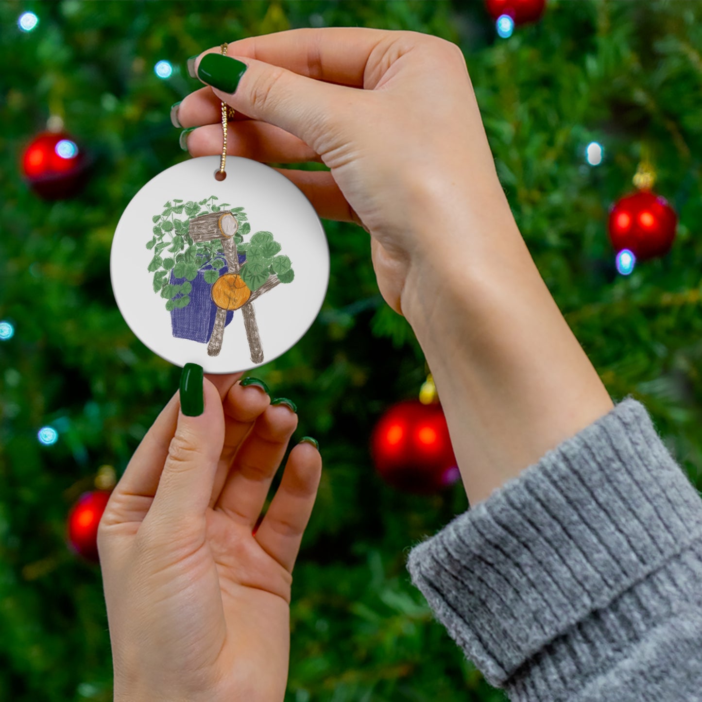 Peekaboo I Ceramic Ornament, 4 Shapes