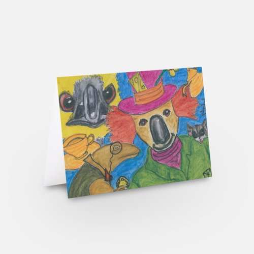 Mad Hatters Tea Party Ozzie Style Card