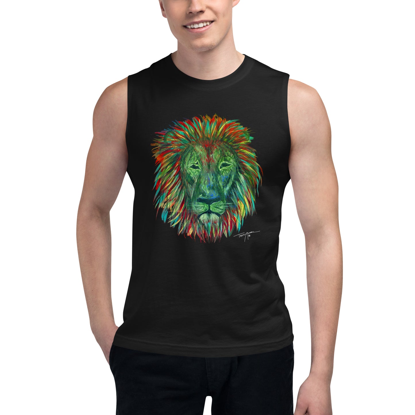 Lion Head Unisex Muscle Shirt (Black)
