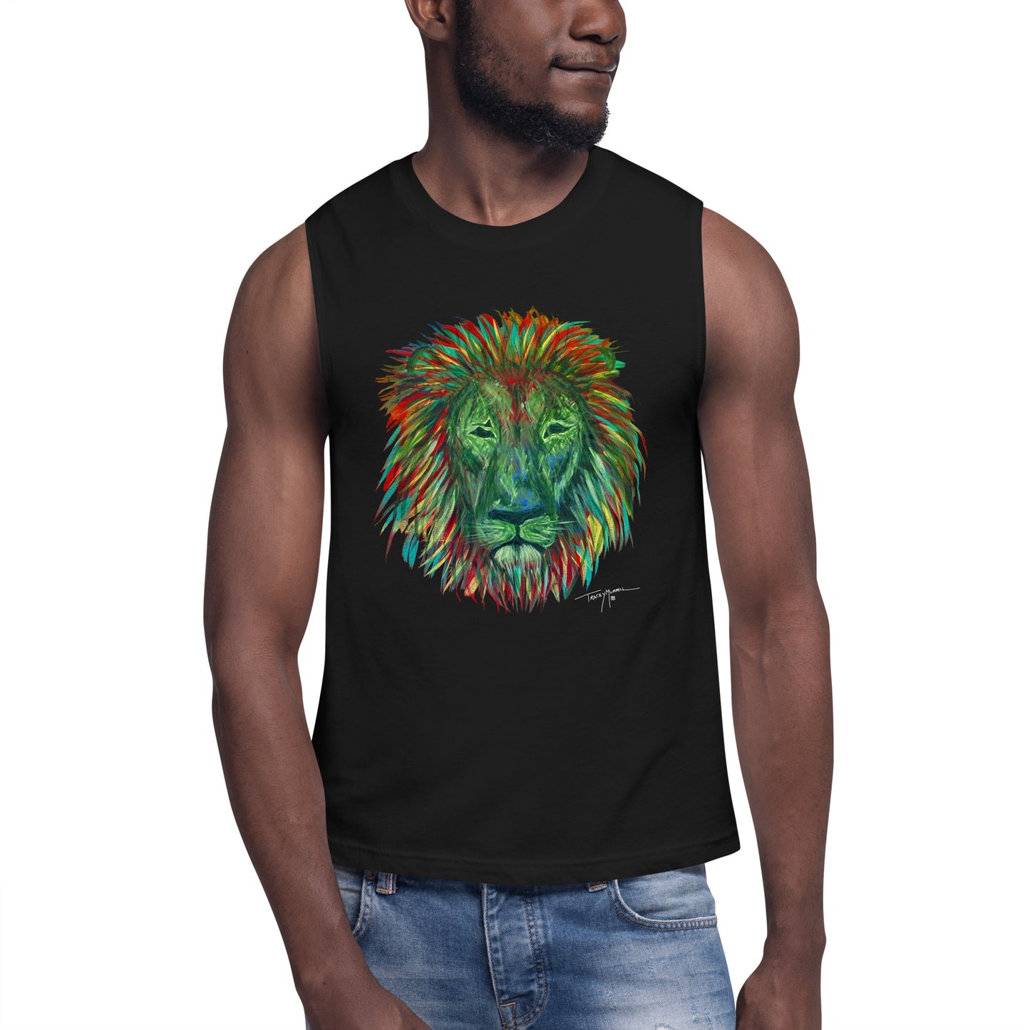 Lion Head Unisex Muscle Shirt (Black)